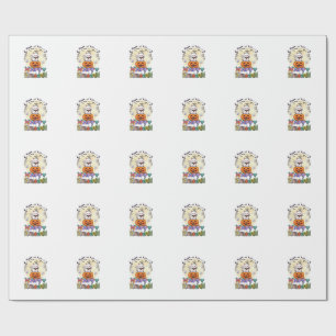 Happy Halloween White Cat Pumpkin Moon Bats Ghosts Wrapping Paper