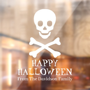 Happy Halloween white skull skeleton personalised