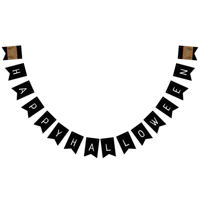 Happy Halloween White Text on Black Bunting (All)