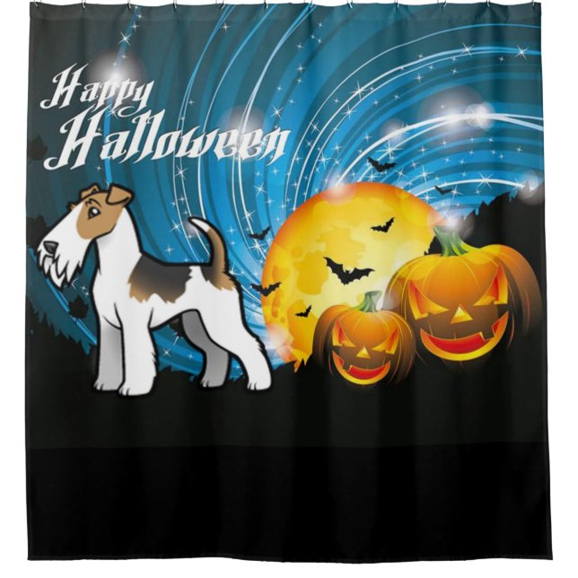 Happy Halloween Wire Fox Terrier Shower Curtain (Front)