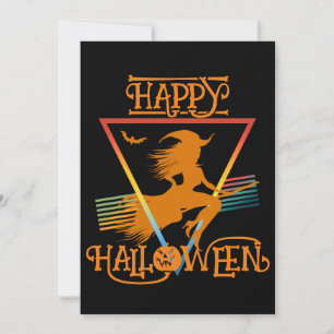 Happy Halloween Witch Black Oranges Invitation