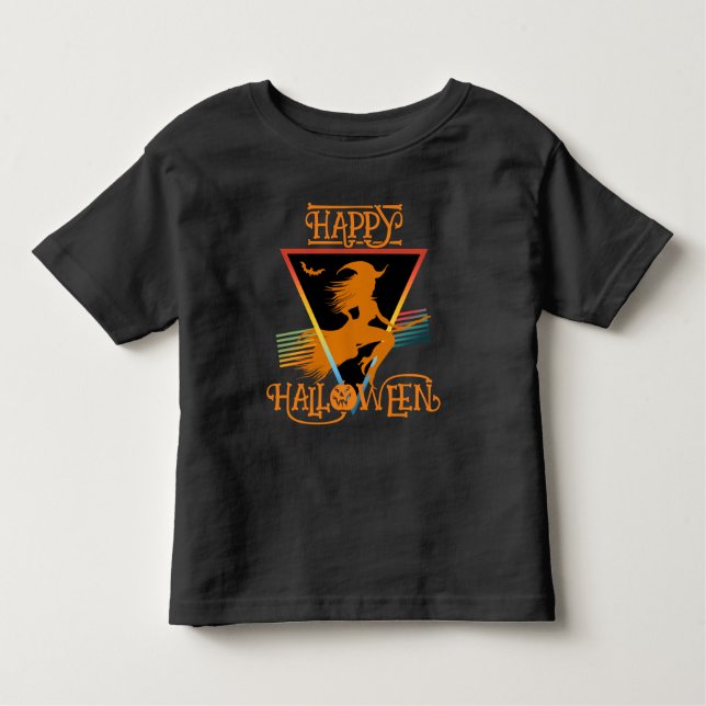 Happy Halloween Witch Black Oranges Toddler T-Shirt (Front)