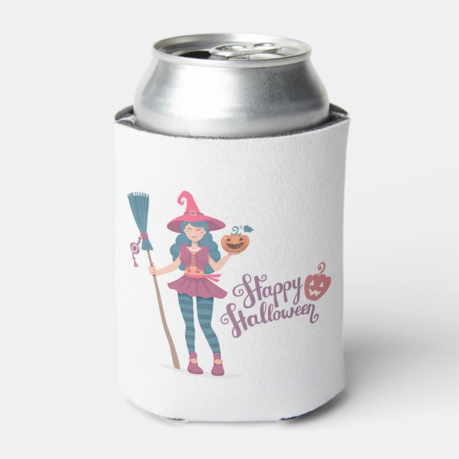 Happy Halloween Witch Can Cooler (Can Front)