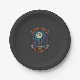 Happy Halloween Witch Castle Skulls Fat Drink Be S Paper Plate