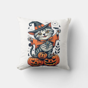 Happy Halloween Witch Cat Cushion