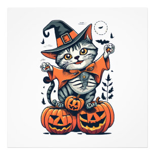 Happy Halloween Witch Cat Photo Print