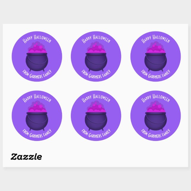 Happy Halloween Witch Cauldron Personalised  Classic Round Sticker (Sheet)