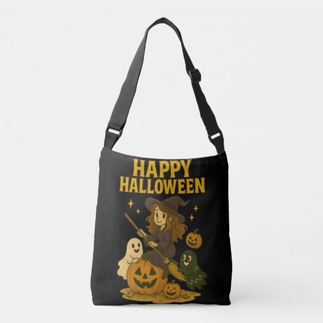 Happy Halloween Witch Crossbody Bag (Front)