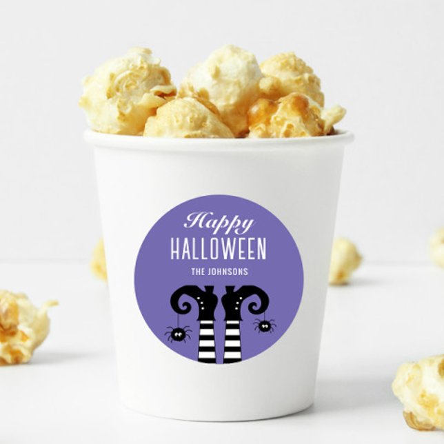 Happy Halloween Witch Feet Purple Square Sticker (Creator Uploaded)