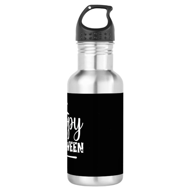 Happy Halloween Witch Hat Broom Design 532 Ml Water Bottle (Front)