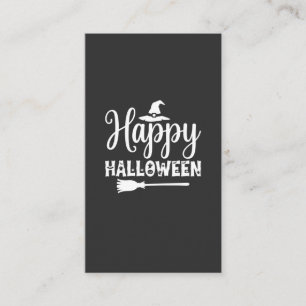 Happy Halloween Witch Hat Broom Design Business Card