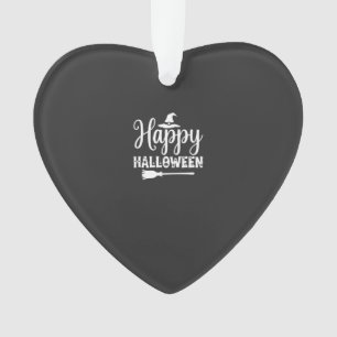 Happy Halloween Witch Hat Broom Design Ornament