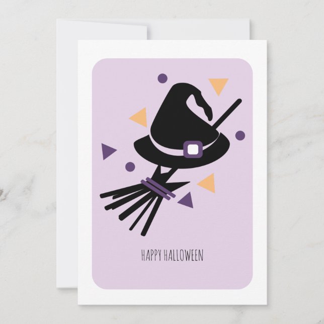 Happy Halloween Witch Hat Confetti Card (Front)