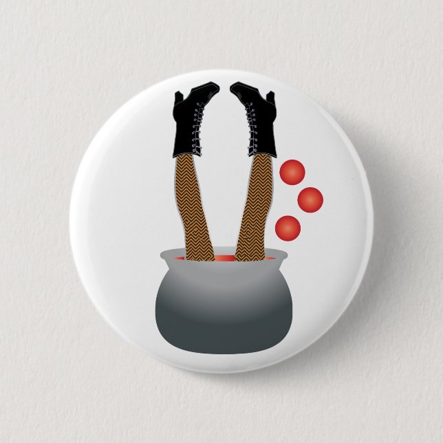 Happy Halloween Witch Leg 6 Cm Round Badge (Front)
