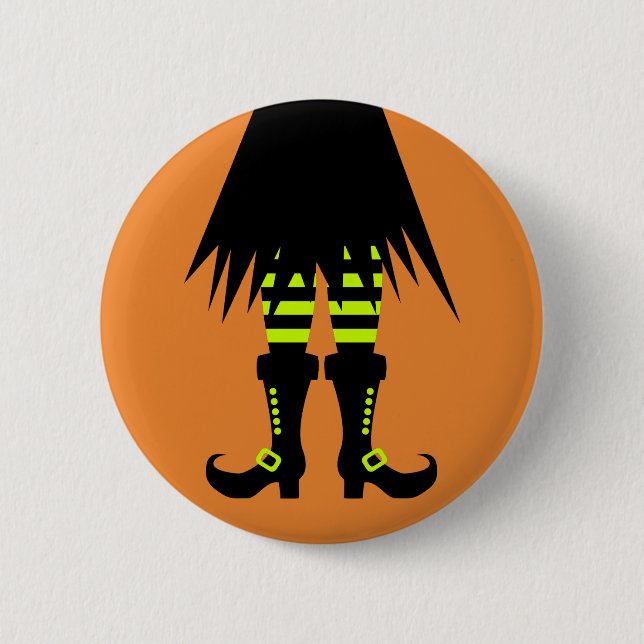 Happy Halloween Witch Leg 6 Cm Round Badge (Front)