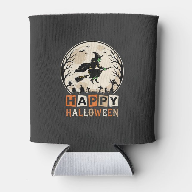Happy Halloween Witch Moon Cemetery Design_1 Can Cooler (Front)