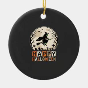 Happy Halloween Witch Moon Cemetery Design_1 Ceramic Tree Decoration