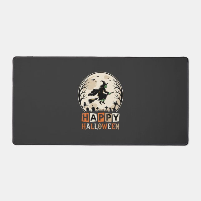Happy Halloween Witch Moon Cemetery Design_1 Desk Mat (Front)