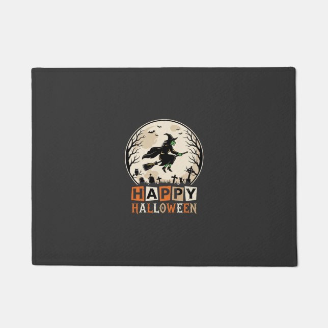 Happy Halloween Witch Moon Cemetery Design_1 Doormat (Front)