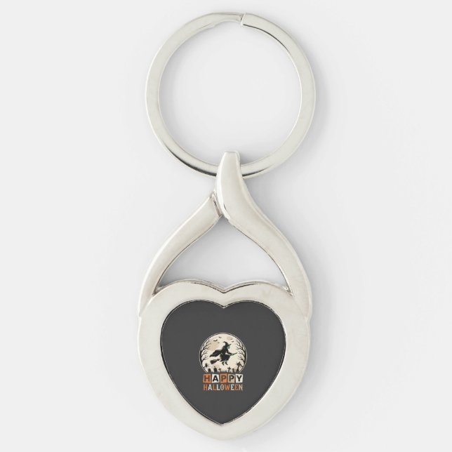 Happy Halloween Witch Moon Cemetery Design_1 Key Ring (Front)