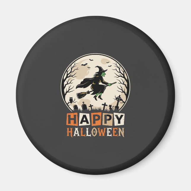 Happy Halloween Witch Moon Cemetery Design_1 Magnet (Front)