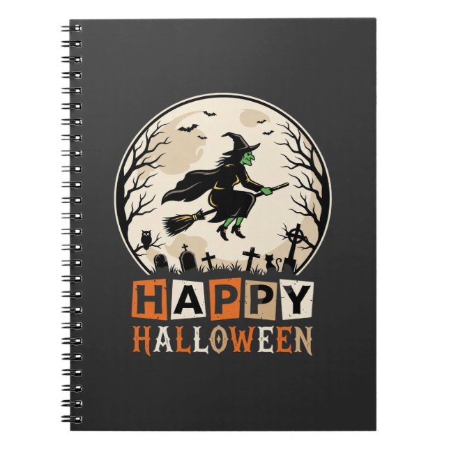 Happy Halloween Witch Moon Cemetery Design_1 Notebook (Front)