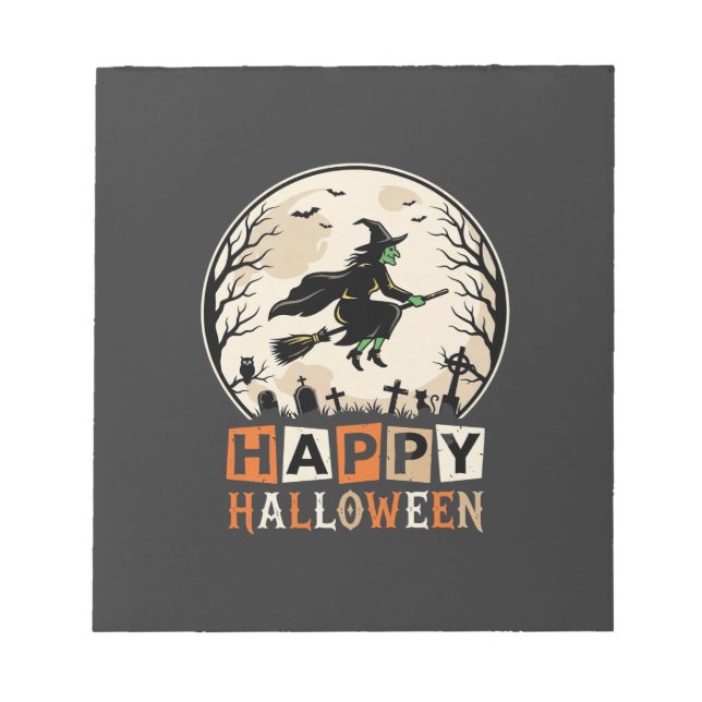 Happy Halloween Witch Moon Cemetery Design_1 Notepad (Front)