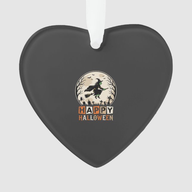 Happy Halloween Witch Moon Cemetery Design_1 Ornament (Front)