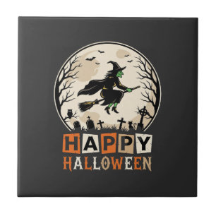 Happy Halloween Witch Moon Cemetery Design_1 Tile