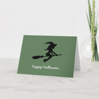Happy Halloween, Witch On Broomstick Card