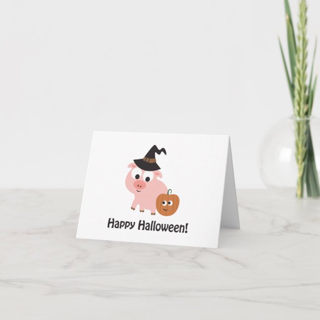Happy Halloween! Witch Pig Card (Front)
