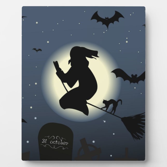 "HAPPY HALLOWEEN" WITCH PLAQUE (Front)