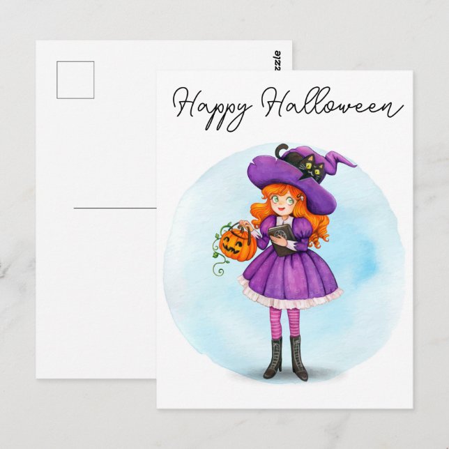 Happy Halloween Witch Postcard (Front/Back)