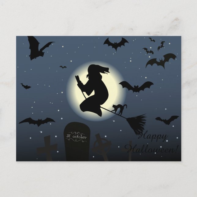 Happy Halloween Witch Postcard (Front)