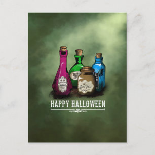 Happy Halloween! Witch Potion Bottles Postcard
