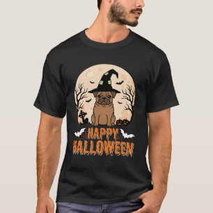 Happy Halloween Witch Pug Moonlight T-Shirt
