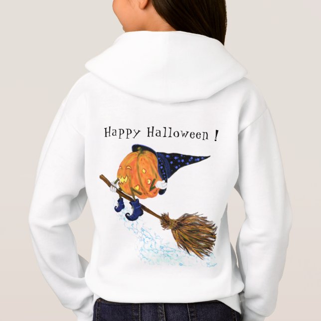 Happy Halloween Witch Pumpkin Flying Broom - Funny (Back)