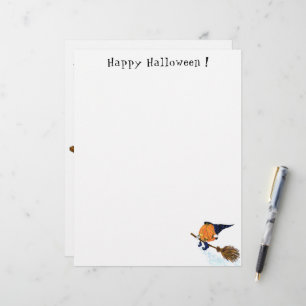 Happy Halloween Witch Pumpkin Flying Broom - Funny Custom Letterhead