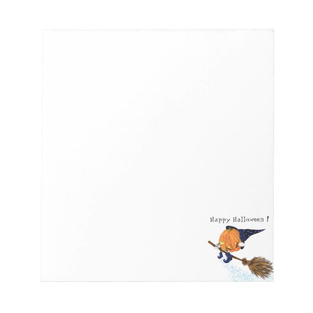 Happy Halloween Witch Pumpkin Flying Broom - Funny Notepad (Front)