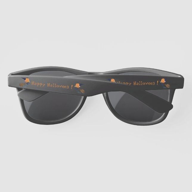 Happy Halloween Witch Pumpkin Flying Broom - Funny Sunglasses (Back)