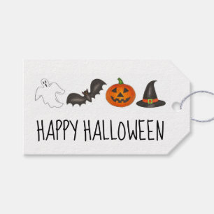 Happy Halloween Witch Pumpkin Ghost Bat Gift Tags