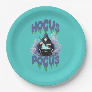 Happy Halloween Witch Stirring Their Potion Pot Paper Plate