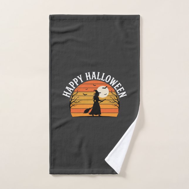 Happy Halloween Witch Sunset Design_1 Hand Towel (Hand Towel)