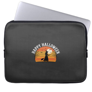 Happy Halloween Witch Sunset Design_1 Laptop Sleeve