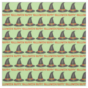 Happy Halloween Witch Witches Hat Costume Party Fabric