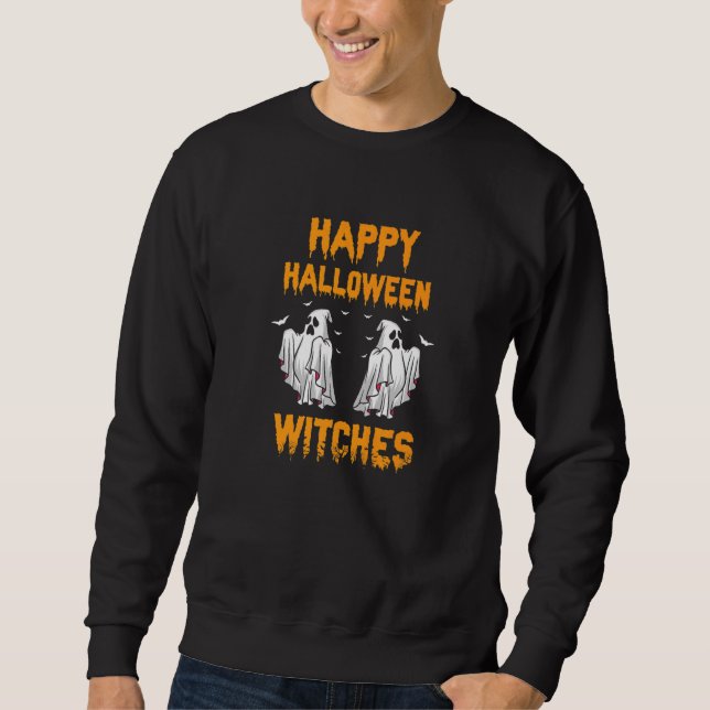 Happy Halloween Witches Cool Retro Present Sweatshirt (Front)