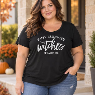 Happy Halloween Witches Custom Town Womens Plus Size T-Shirt