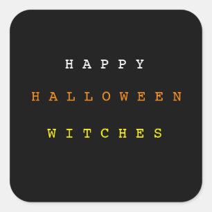 Happy Halloween Witches Funny Candy Corn Square Sticker