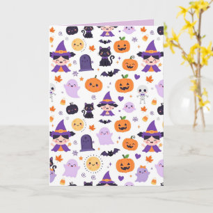 Happy Halloween Witches Ghosts Cats Bats Pumpkins Card