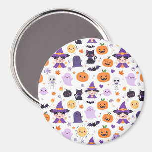 Happy Halloween Witches Ghosts Cats Bats Pumpkins Magnet